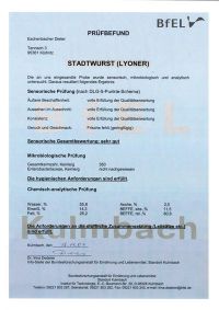 Rangabauer Stadtwurst (Lyoner) - BfLE Urteil: sehr gut